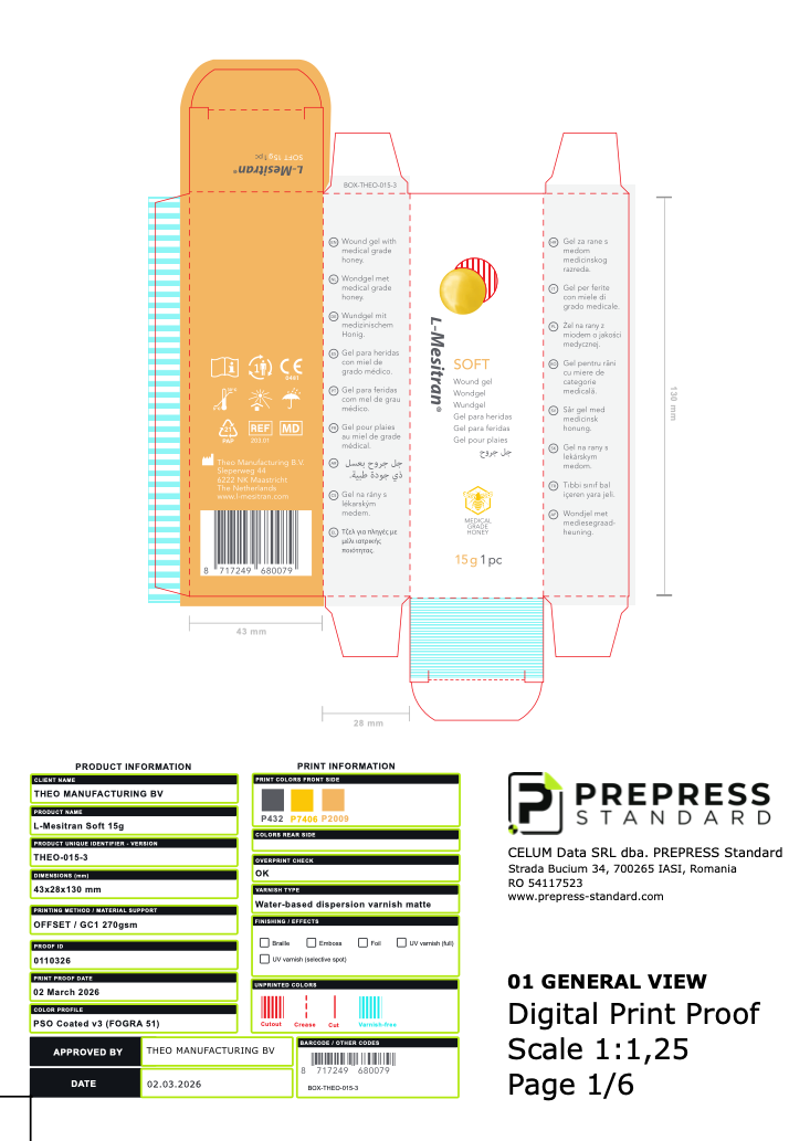 Approved detailed print proof for the L-Mesitran Soft carton